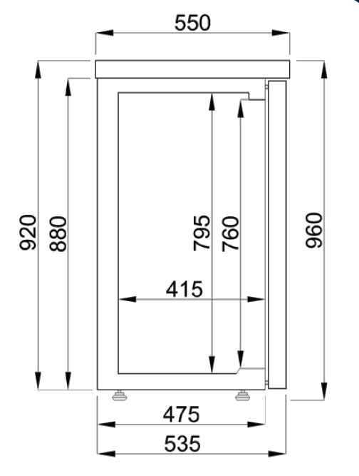Barkühler schwarz, 2 Glastüren, 320 Liter