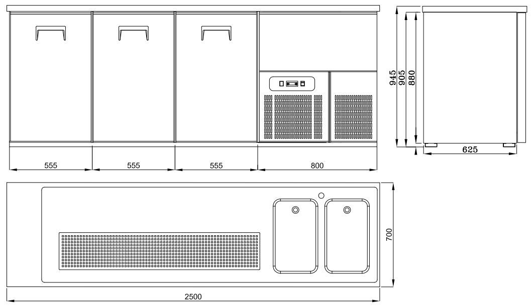 Biertheke Getränketheke mit 3 Türen 2R