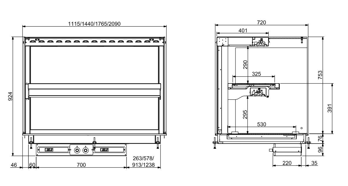 Einbau - Wandmodell - Wärmevitrine Keramik eckig - schwarz 4/1