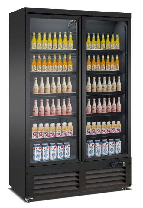 Kühlschrank mit 2 Glastüren schwarz CEB-1200R BL