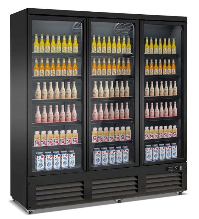 Kühlschrank mit 3 Glastüren schwarz CEB-1600R BL