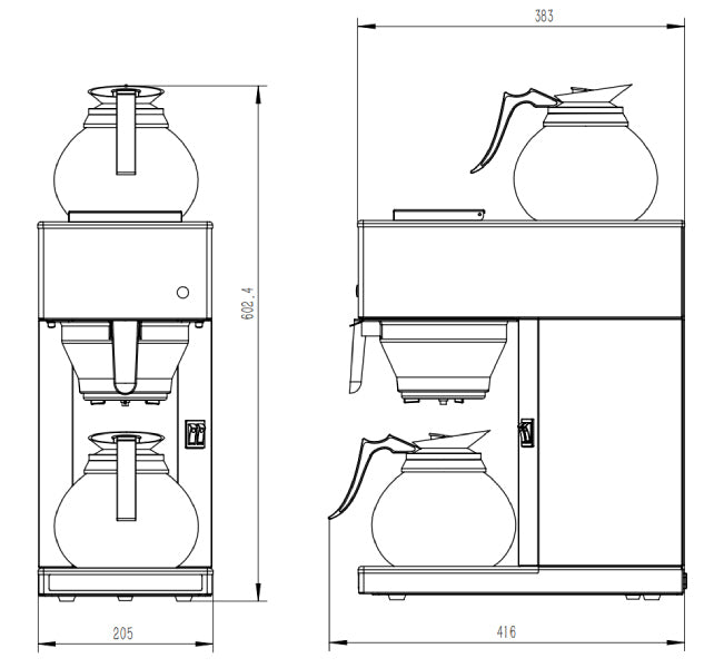 KAFFEEMASCHINE INKL. 2 KAFFEEKANNE AUS GLAS 1.8L
