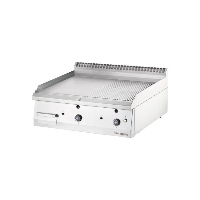 Gas-Griddleplatte als Tischgerät, Serie 700 ND - ½ glatt / ½ gerillt 800x700x250 mm