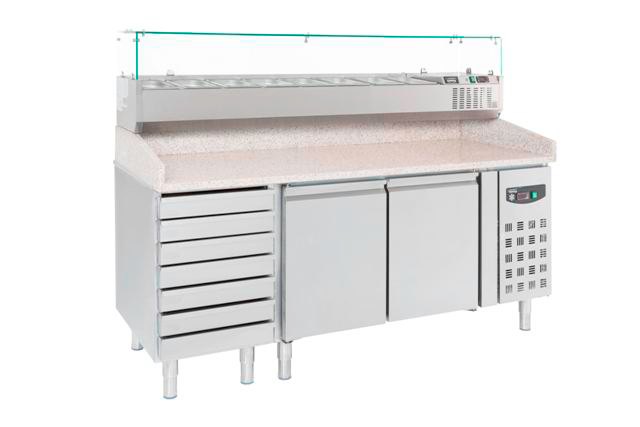 Pizzatisch 2 Türen 7 Teigschubladen