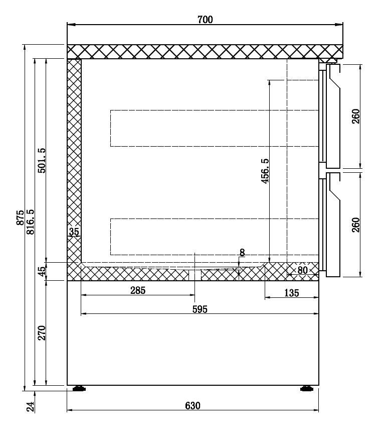 Kühltisch mit 6 Schubladen, 400 Liter