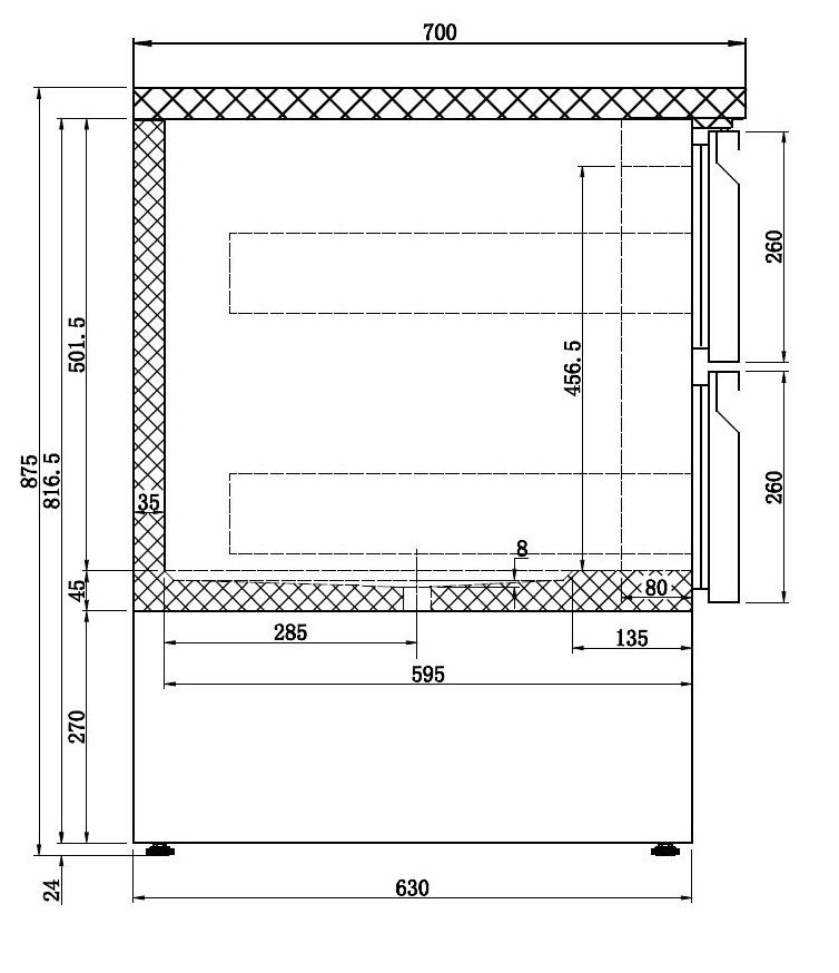 Kühltisch mit 6 Schubladen, 400 Liter