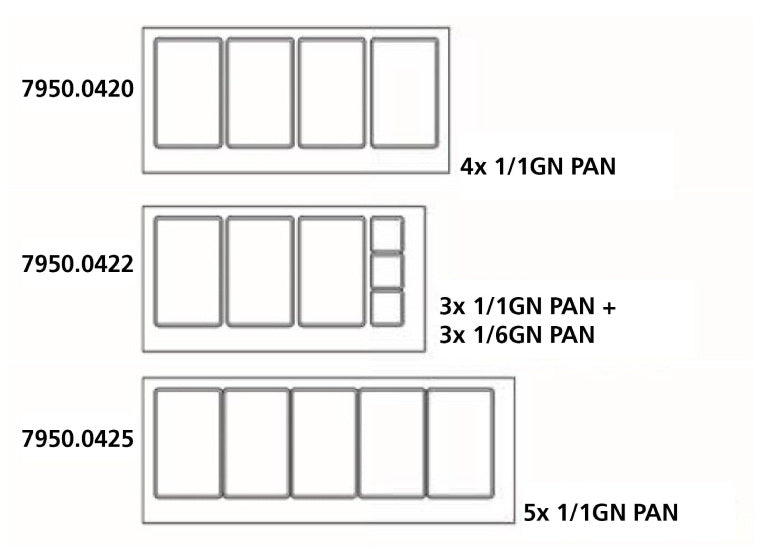 700 Kühltisch / Salattheke mit Aufsatzglas und 2 Türen 3X 1/1 + 3X 1/6 GN - Behälter Premium +