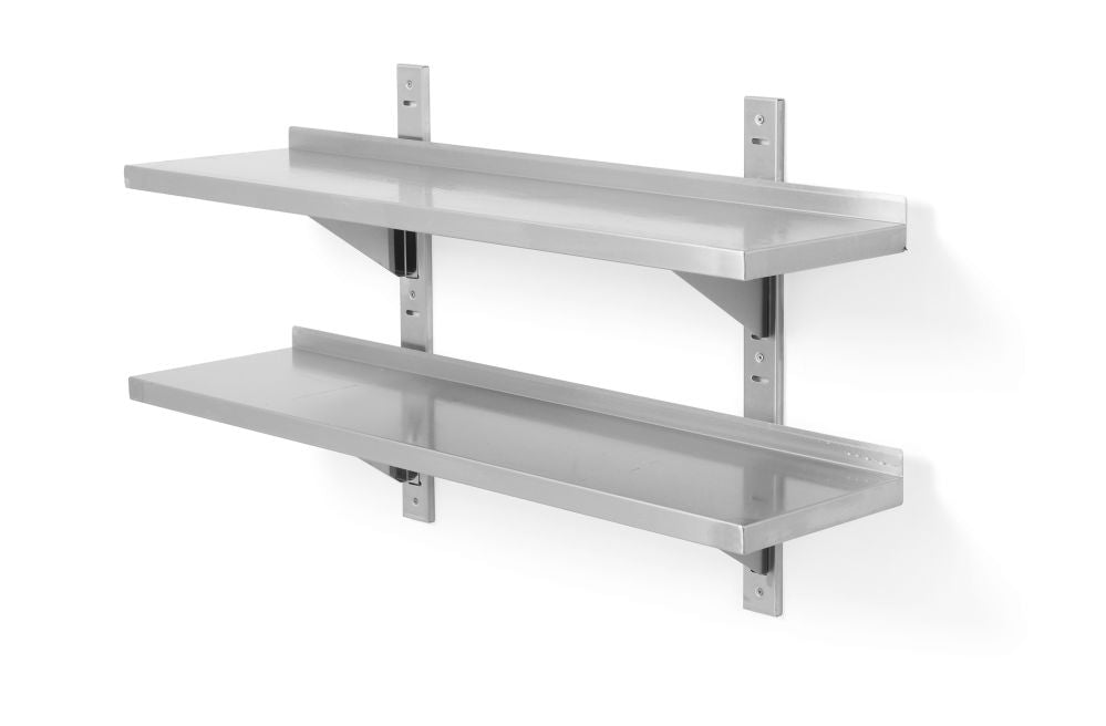 Verstellbares Doppel-Wandregal mit zwei Stahlschienen, HENDI, 1400x300x(H)600mm