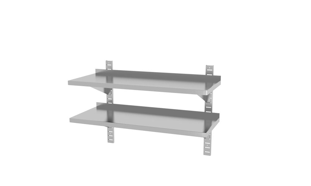 Doppeltes verstellbares Wandregal, mit zwei Stahlbügeln, HENDI, 1000x400x(H)600mm