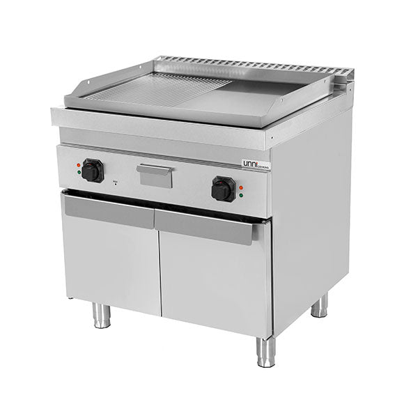Elektro-Grillplatte â€“ 1/2 Glatt + 1/2 Geriffelt CHROME â€“ E70GP20+GSK
