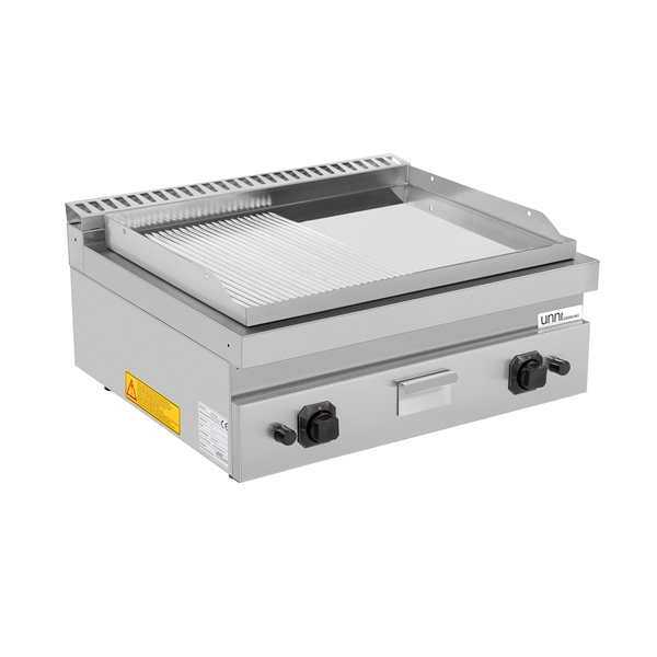 Griddle plate Gasâ€“ 1/2 Smooth - 1/2 Grooved Chrome â€“ G70GP20B+GSC
