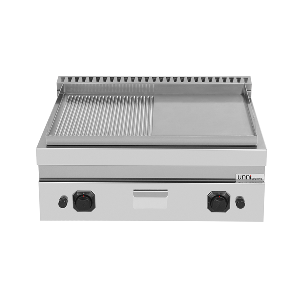 Grillplatte Gas â€“ 1/2 Glatt - 1/2 Gerillt â€“ G70GP20B+GS