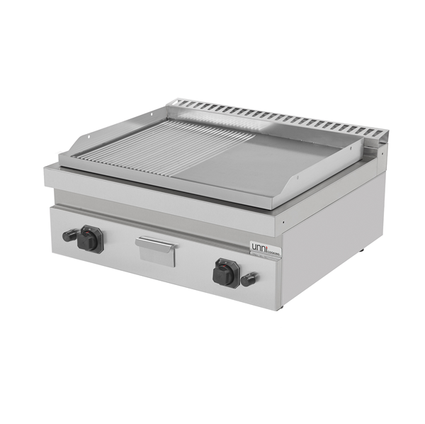 Grillplatte Gas â€“ 1/2 Glatt - 1/2 Gerillt â€“ G70GP20B+GS