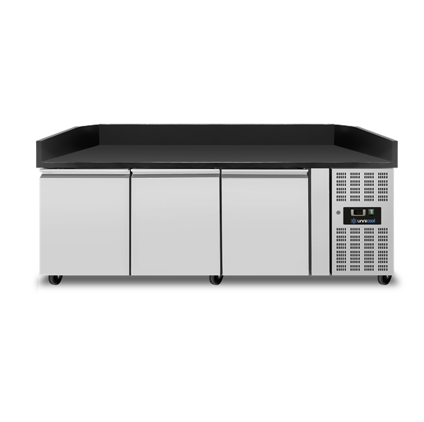 Pizza Theke 3 TÃ¼ren â€“ Schwarz Granit - 202x80x100cm