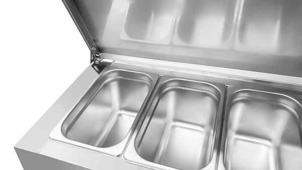 Saladette 2 TÃ¼ren (1/1 GN) Oberseite 6Ã— 1/3 GN +2Â°C bis +8Â°C UmluftkÃ¼hlung Klappdeckel