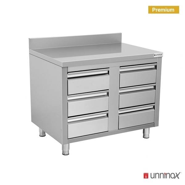 Schubladenschrank mit 6 Schubladen und Spritzschutz