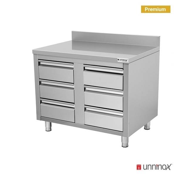 Schubladenschrank mit 6 Schubladen und Spritzschutz
