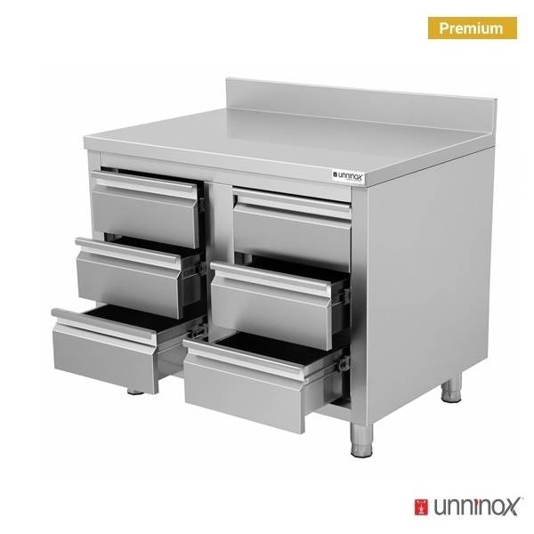 Schubladenschrank mit 6 Schubladen und Spritzschutz