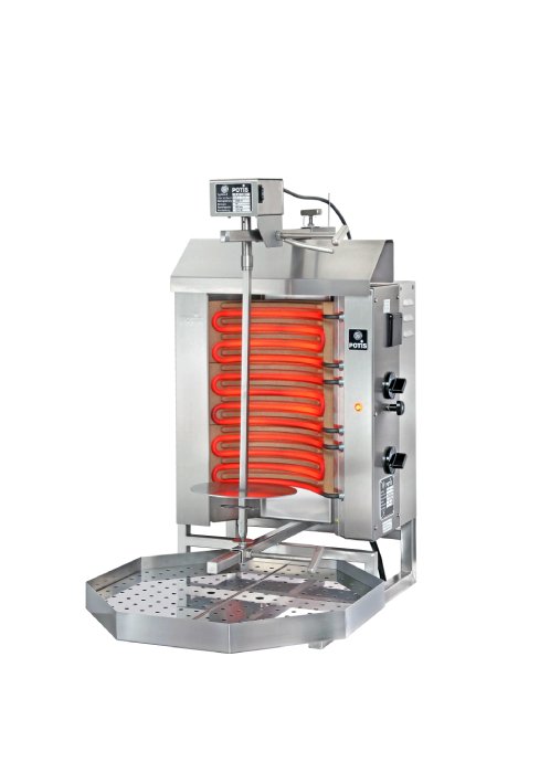 Potis E1 Elektro Dönergrill, Mini Gyrosgrill 230V, 7kg Kapazität, 3kW, Motor oben, Edelstahl Heim & Gastro