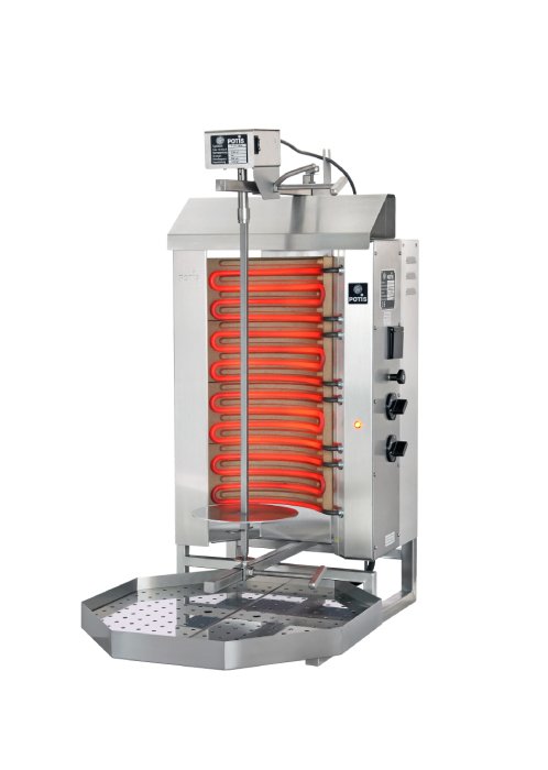 Potis E2 Elektro Dönergrill, Gyrosgrill Motor oben, 30kg Kapazität, 6kW 400V, Edelstahl Gastro