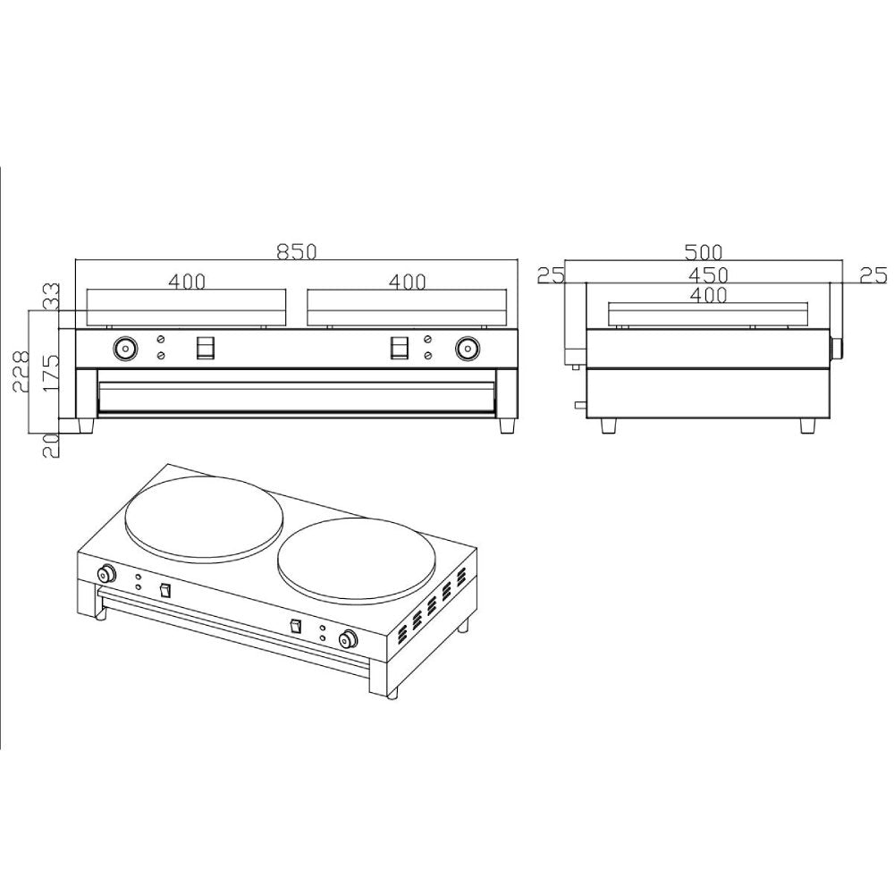 EASYLINE Elektro Crêpes Gerät 2 Platten