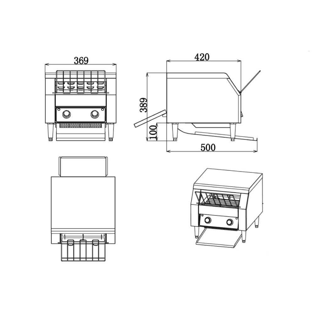 EASYLINE Elektro Durchlauftoaster, ca. 300-350 Stk. pro Stunde, 2,05 kW
