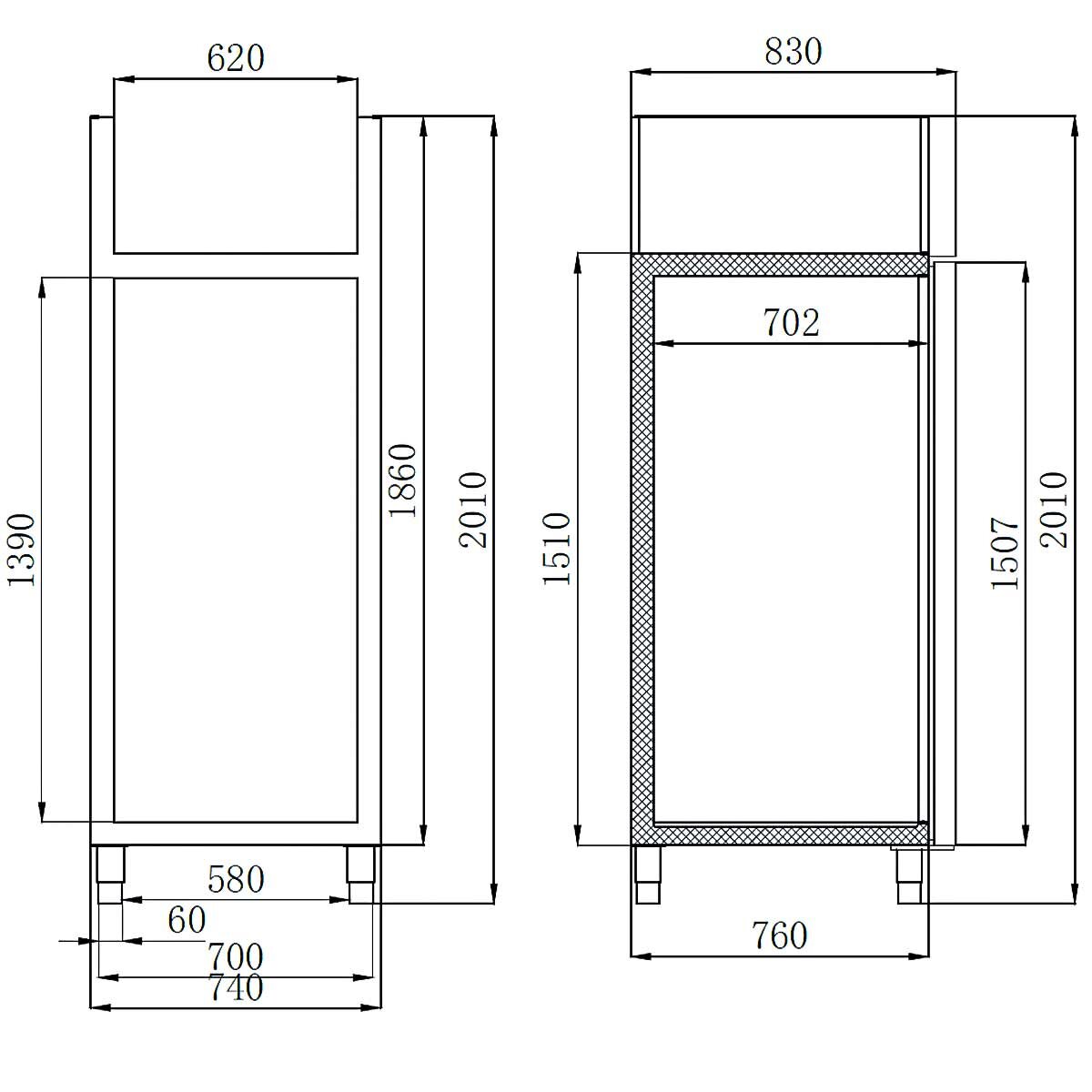EASYLINE Kühlschrank 700 / 1-türig GN2/1