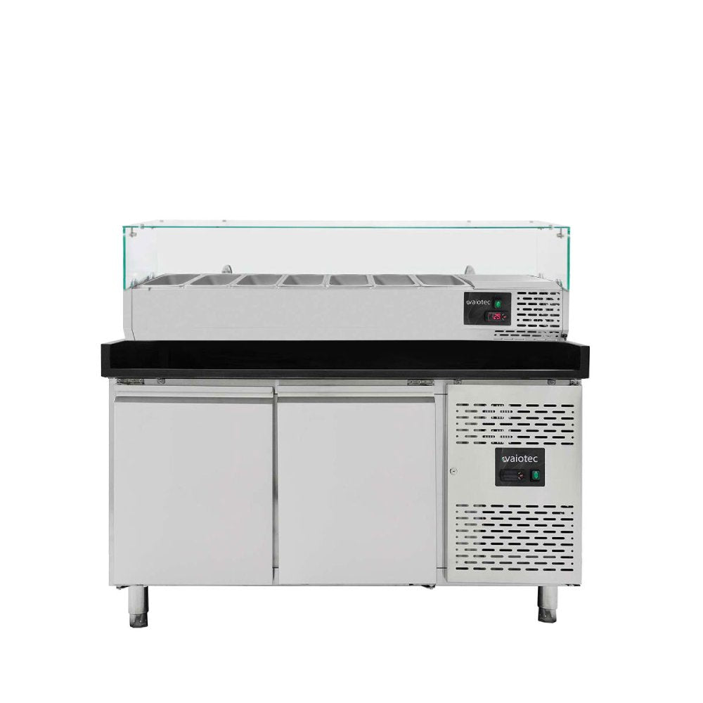 EASYLINE Pizzakühltisch 800 / 3-türig "schwarz" inkl. Kühlaufsatz GN1/4