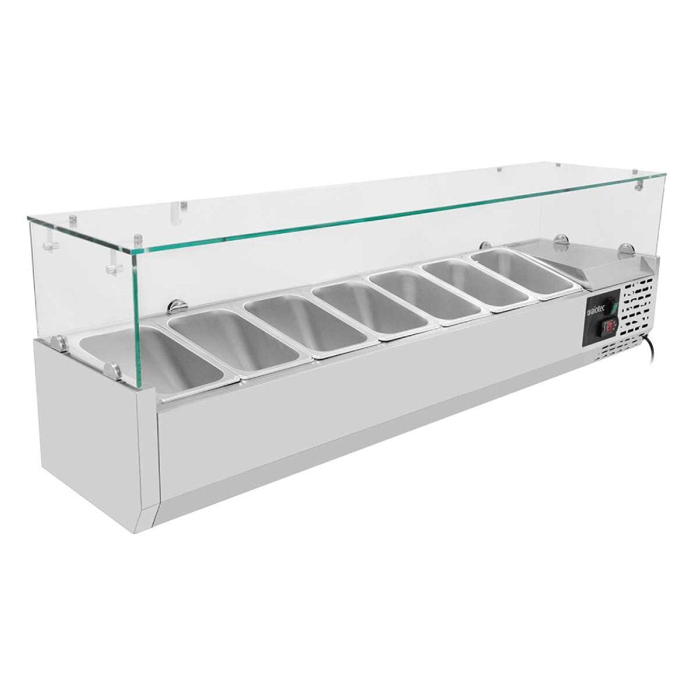 EASYLINE Pizzakühltisch 800 / 2-türig & 7 Schubladen "schwarz" inkl. Kühlaufsatz GN1/4