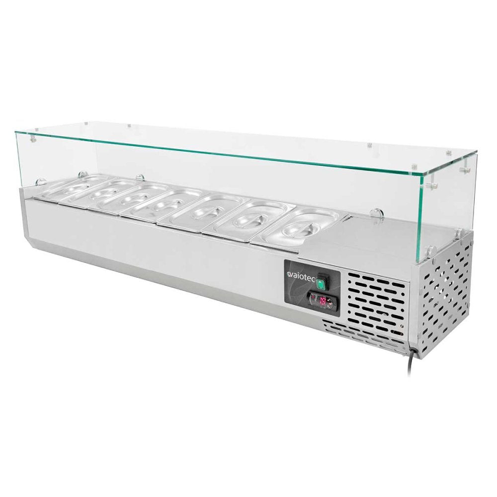 EASYLINE Pizzakühltisch 800 / 2-türig & 7 Schubladen "schwarz" inkl. Kühlaufsatz GN1/3