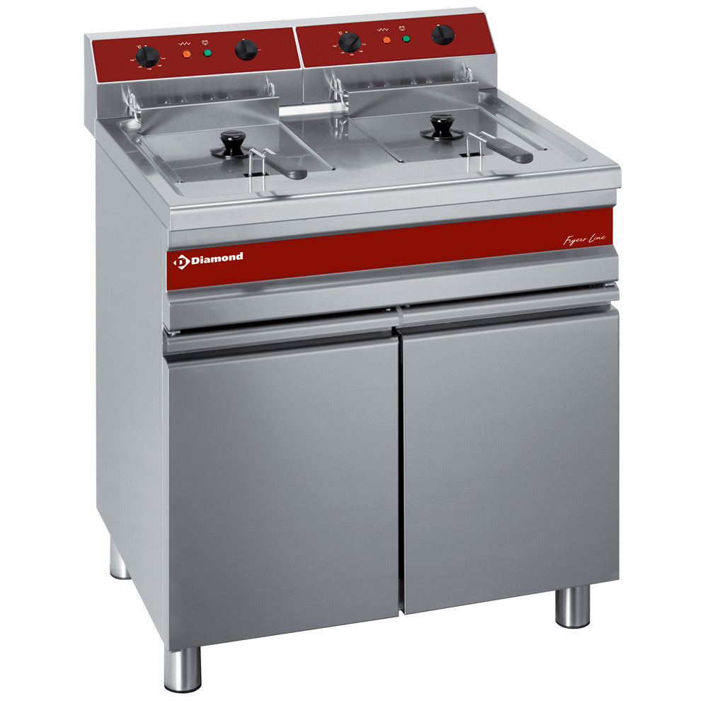 Elektro-Friteuse, 2 Becken für 2x 14 Liter mit Unterschrank - F14_14E/M
