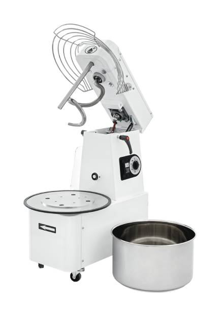 Teigmaschine - 2 Geschwindigkeiten - Kesselvolumen: 32 Liter / 25 kg Teig - aufklappbares Rührwerk H2O