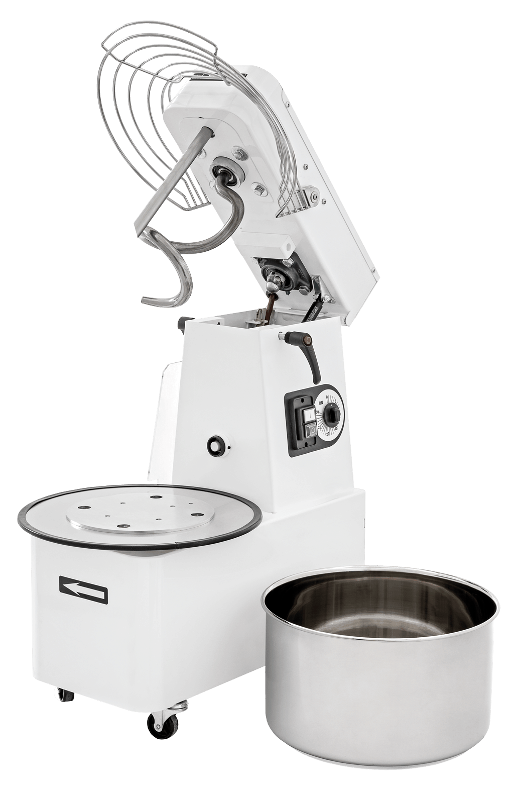 Teigmaschine / Teigknetmaschine - Kesselvolumen: 7 Liter / 5 kg Teig - aufklappbares Rührwerk / IMR5