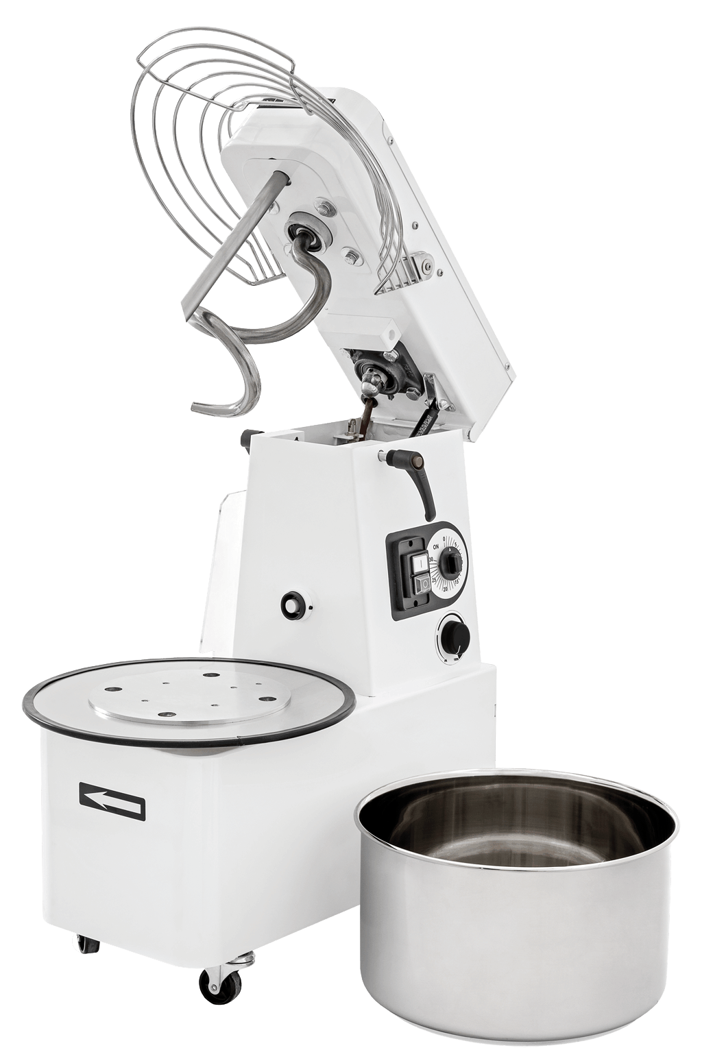 Teigmaschine / Teigknetmaschine - stufenlos - aufklappbar - Kesselvolumen: 16 Liter / 12 kg Teig / IRV15