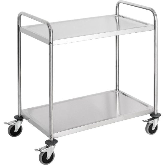 Servierwagen aus Edelstahl, mit zwei Borden, 860 x 540 x 920 mm (BxTxH)