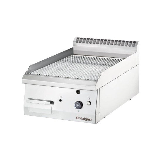 Gas-Griddleplatte, verchromt als Tischgerät, Serie 700 ND - gerillt 400x700x250 mm (BxTxH)