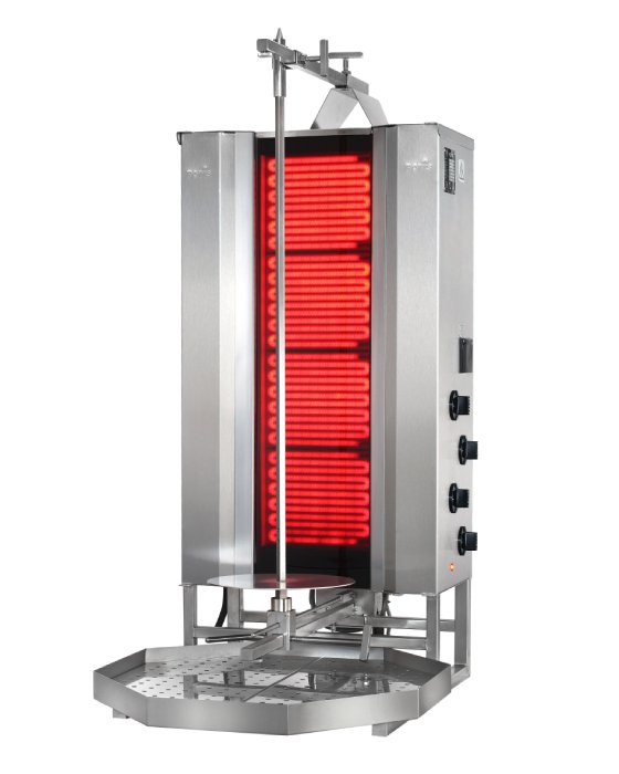 Potis CE4 Elektro Dönergrill Ceran Gyrosgrill 70kg 7,6kW 400V Motor unten Edelstahl