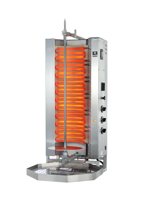 Potis MU E3 Elektro Dönergrill, 9kW Gyrosgrill 400V, Motor unten, 50kg Kapazität, Edelstahl Gastro
