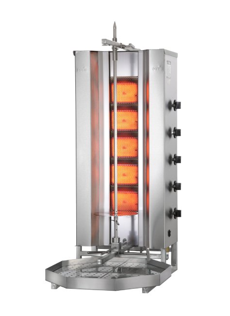 Potis MU G3 Gas Dönergrill, 3 Brenner Gyrosgrill, Motor unten, 50kg Kapazität, 8,75kW, Edelstahl Gastro