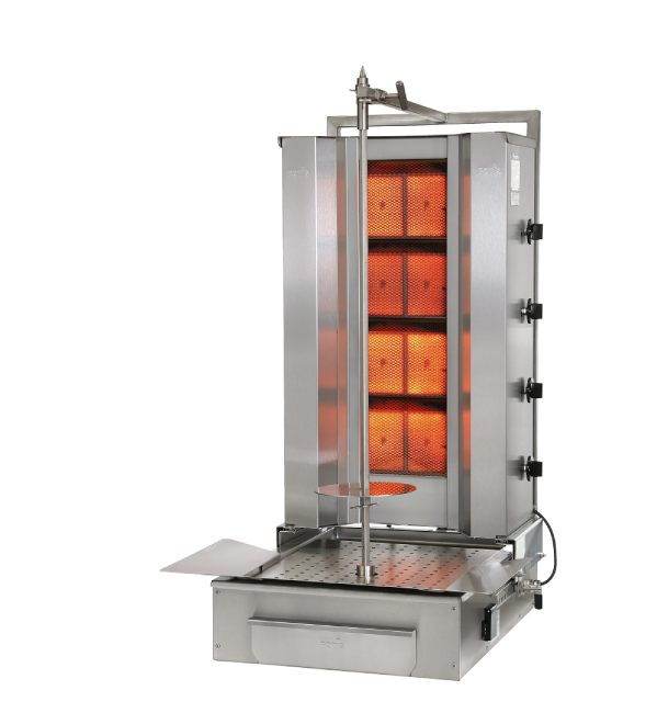 KDG-4U Dönergrill / Gyrosgrill – 4 Brenner, Motor Oben, Perfekt Für Imbiss