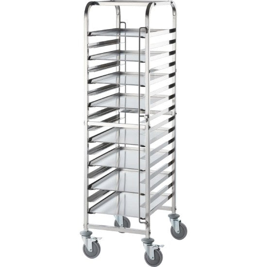 Tablettwagen aus Edelstahl, passend für 16 x Tablett 600 x 400 mm, 470 x 620 x 1735 mm (BxTxH)