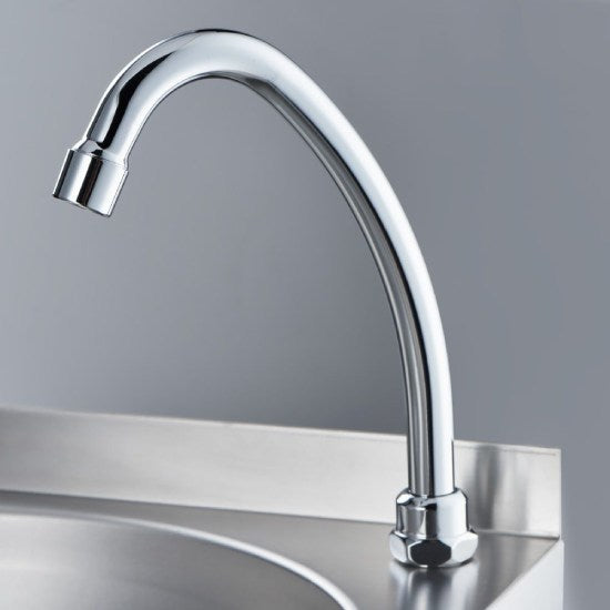 Handwaschbecken zur Wandmontage 400x400x225 mm mit Kniebedienung inkl. Armatur, mit Aufkantung