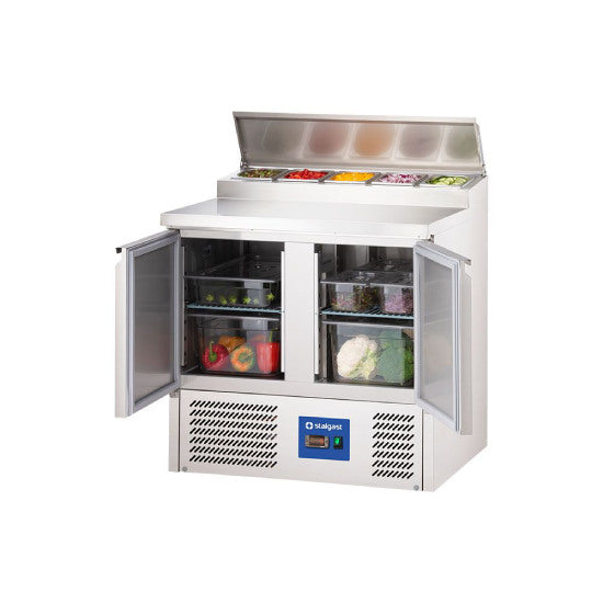 STARLINE Vorbereitungstisch mit zwei Türen und Kühleinsatz für 5x GN1/4, 900x700x970 mm (BxTxH), 240 L, ohne Aufkantung