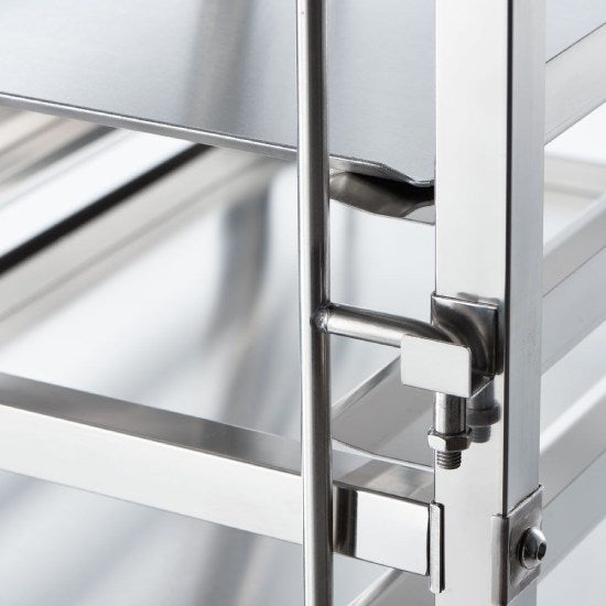 Tablettwagen aus Edelstahl, passend für 16 x Tablett 600 x 400 mm, 470 x 620 x 1735 mm (BxTxH)