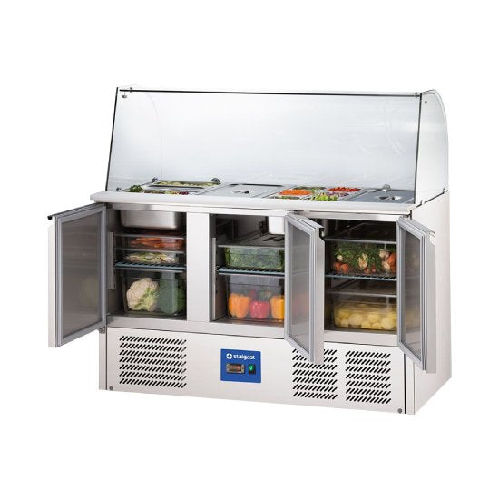 Starline Saladette mit Glasabdeckung, 3-türig, 16x GN 1/4