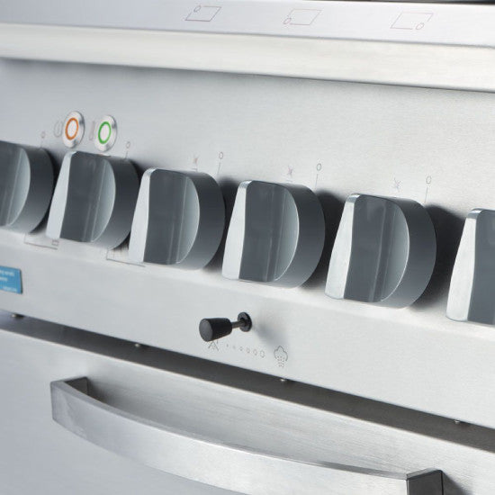 Gasherd ECO 4 Brenner mit Elektro-Heißluftofen (600 x 400 mm / GN 1/1) Serie 700 ND - G20, 4-Brenner (2x3,5 + 2x5 kW)