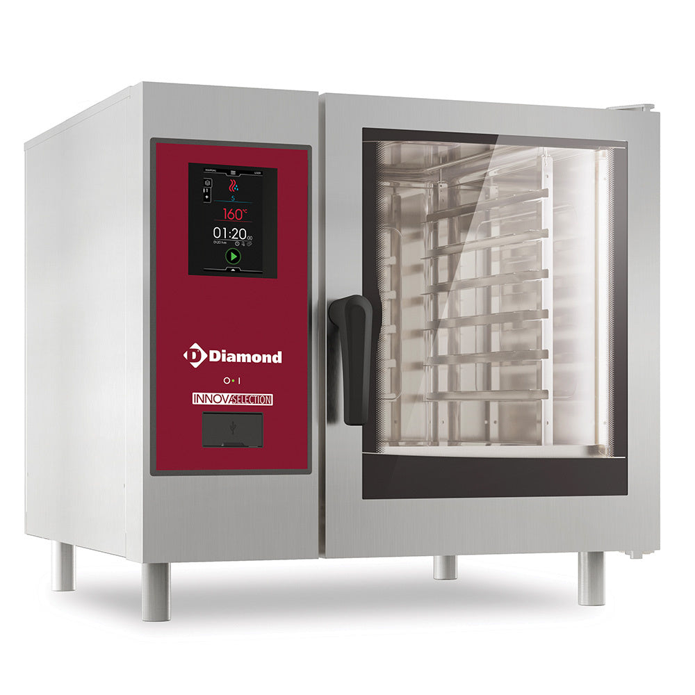Elektro Kombidämpfer  "TOUCH" mit direkter Dampfzufuhr und Konfektionsofen 6x GN 1/1 + Reinigung - SDET/XC-06