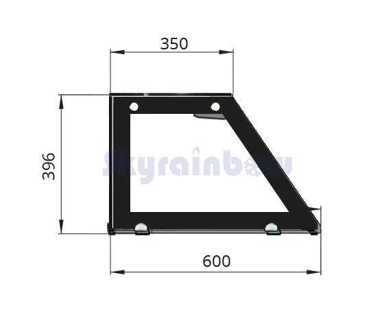Salattheke, SNACK-Line, Kalte Theke, 4x GN1/1, Granit Star Galaxy schwarz, 153x82x85.5 Glasaufbau Klarglas schwarzer Rand, ohne Zwischenablage H=396mm