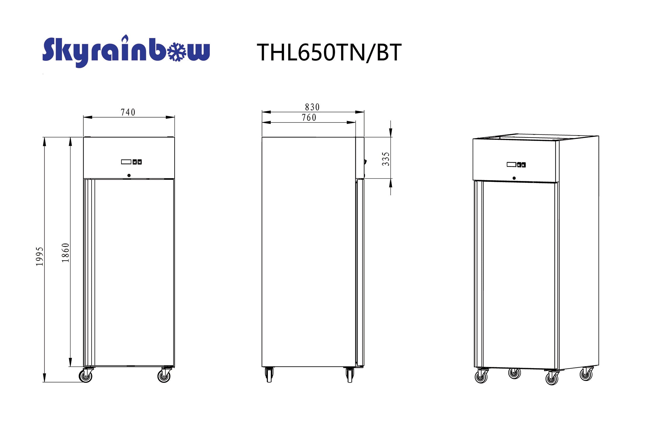 Edelstahltiefkühlschrank, Inhalt 610 Liter, GN2/1