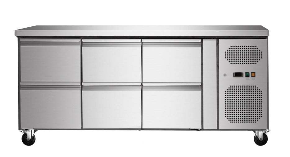Kühltisch mit 6 Schubladen, Umluft, 180x70